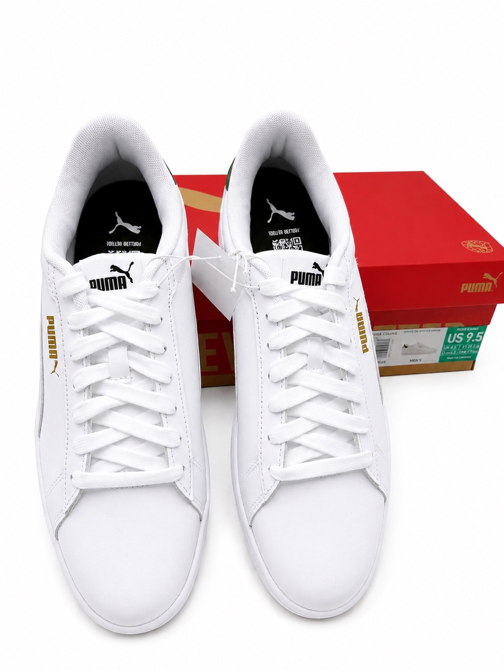 PUMA Ace Court Shoes Men's White Green Sneakers 406570-01 Brand New in Box